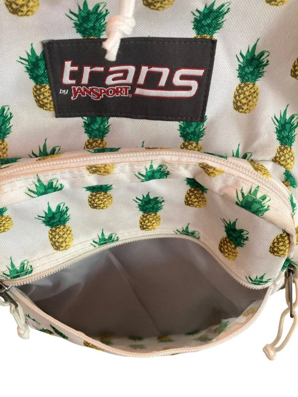 Large JANSPORT Student School Laptop Backpack PINEAPPLE Faux Leather Bottom